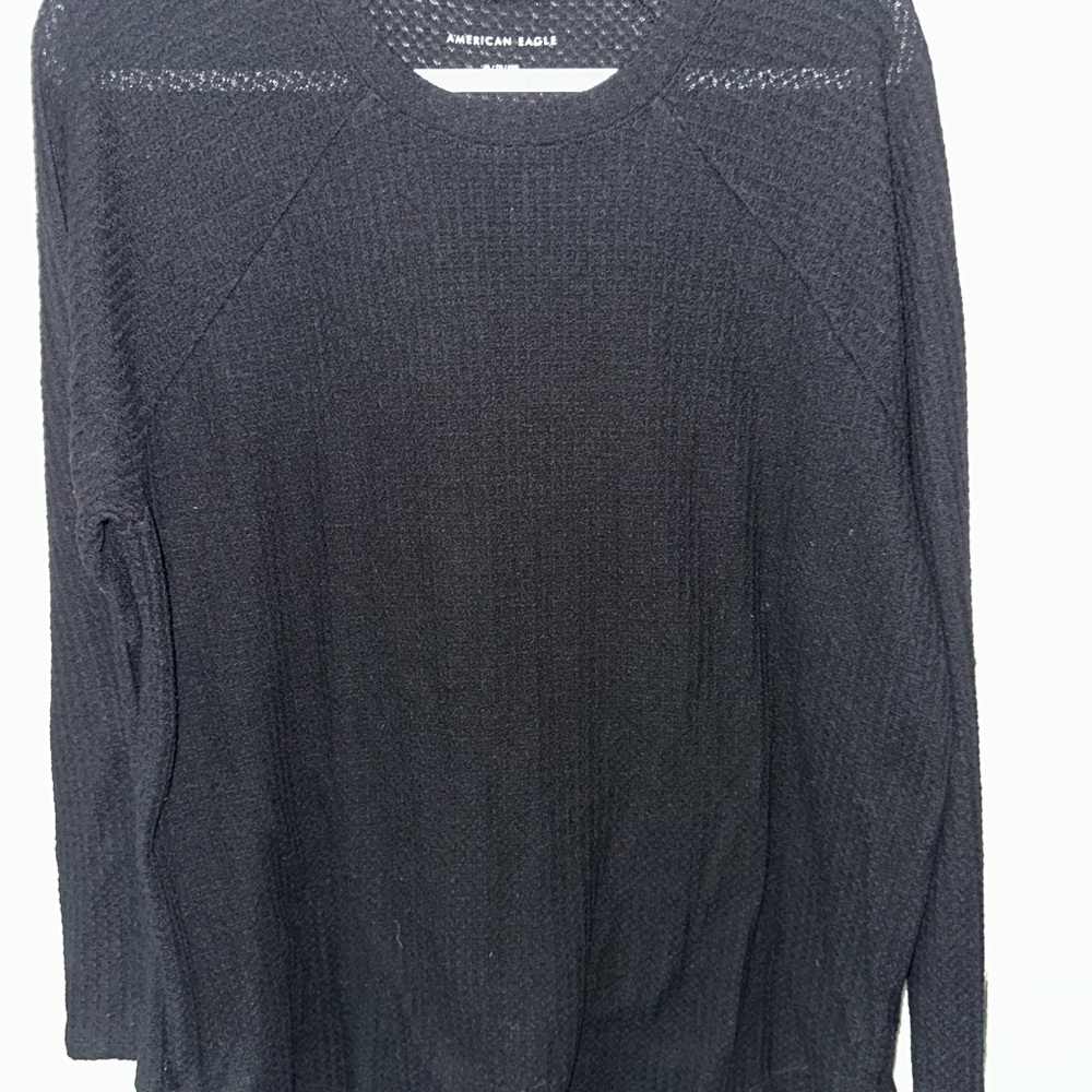 American Eagle Outfitters Black waffle knit top